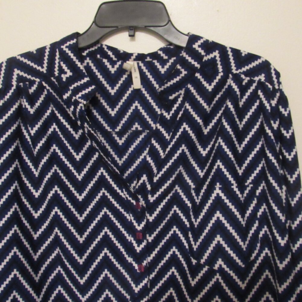 Live 4 Truth Zig Zag Chevron Blouse Women 3X Blue/White lagenlook Business Wear